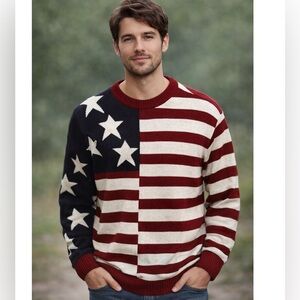 Winchester US American Flag Patriotic Crew Neck Sweater Size Large